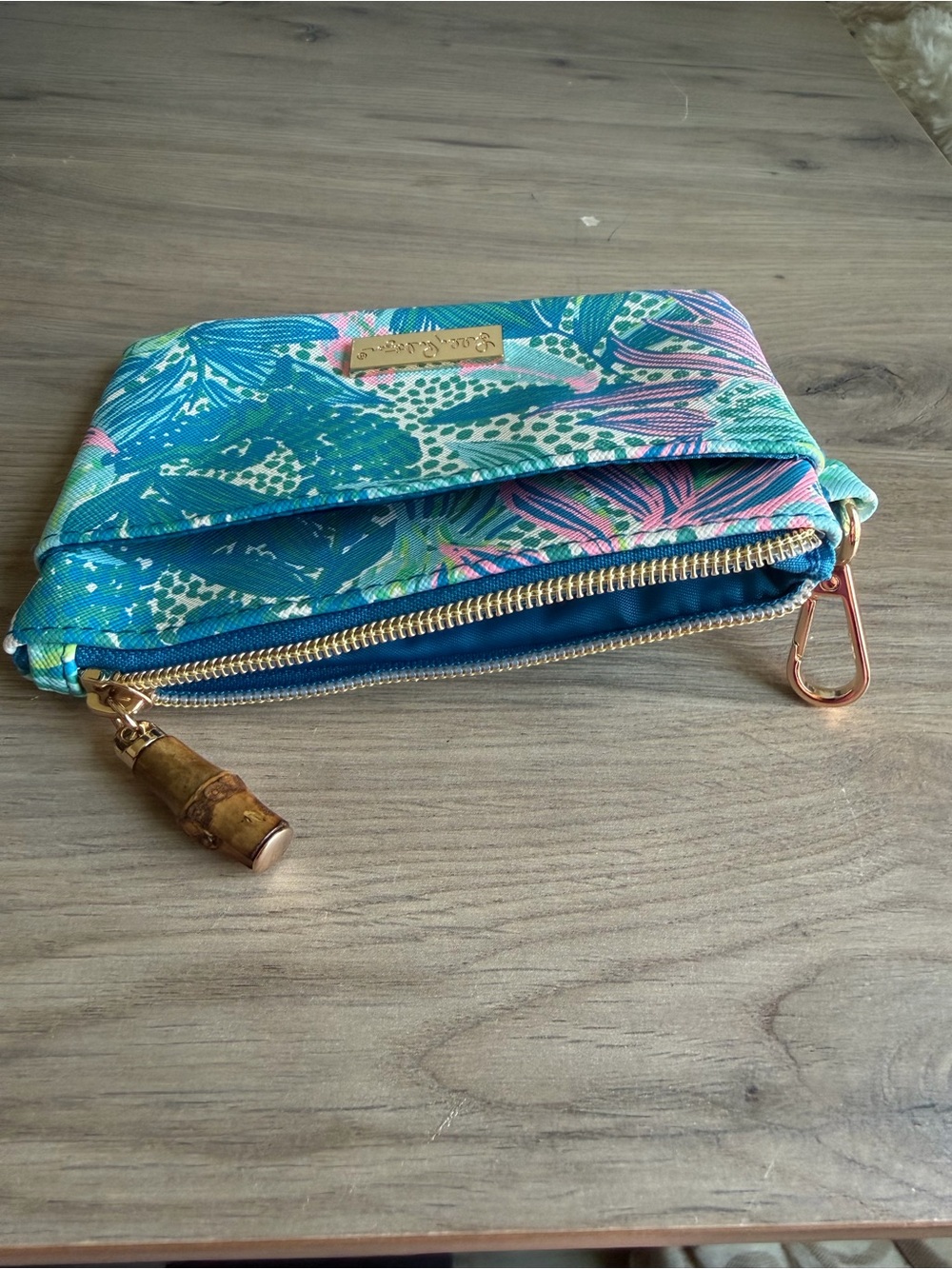 Lilly Pulitzer Teal, Pink & Green Floral Wristlet Clutch